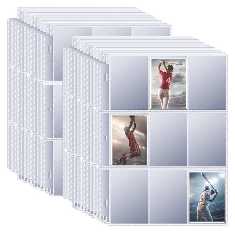 Kitoyz 1800 Pocket Trading Card Sleeves - Double-Sided, Clear for 3-Ring Binder, Game, Sports & Business Cards - Image 1